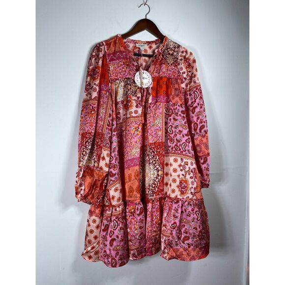 UMGEE NWT Boho Patchwork Dress Western Cowgirl Chic Festival Retro Gypsy Vibes - Picture 7 of 9